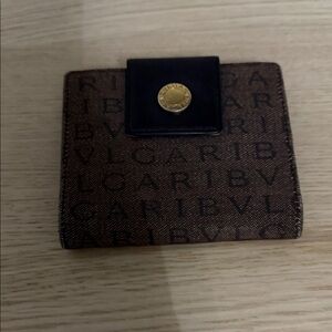Bulgari Brown and Black Monogram Wallet